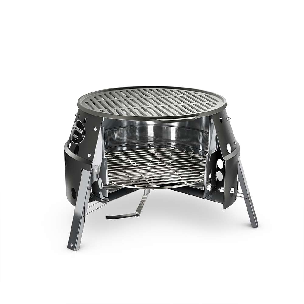 Atago Black - Ultra-mobile barbecue & fire bowl with cast iron