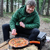 Grill fire pan with handle