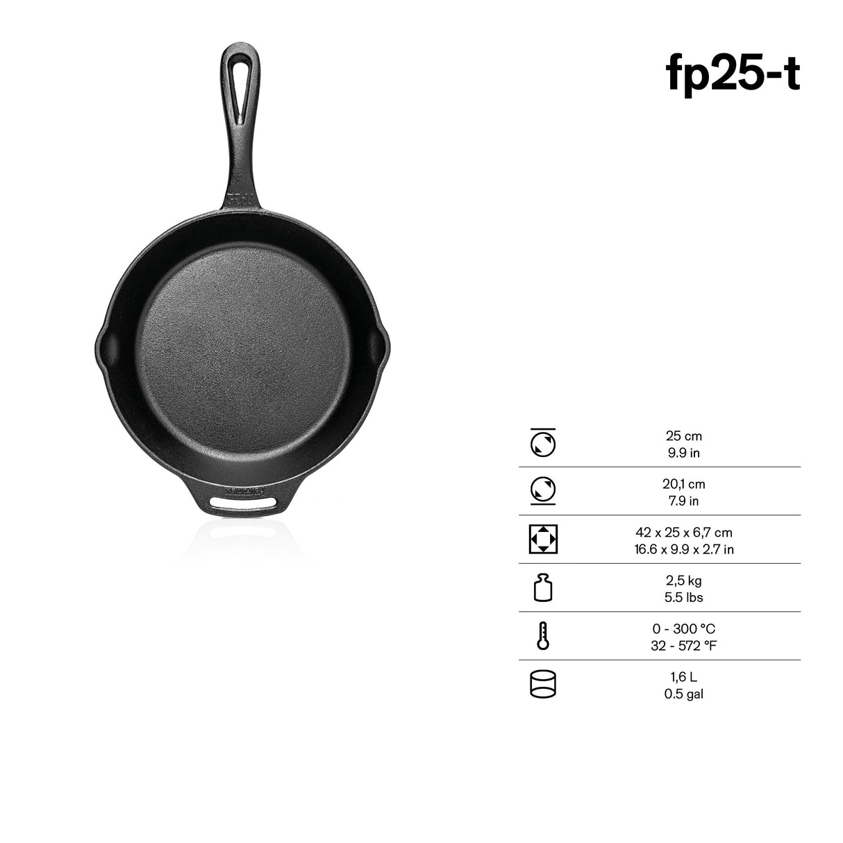 Patelnia Żeliwna z rączką 20-40 cm