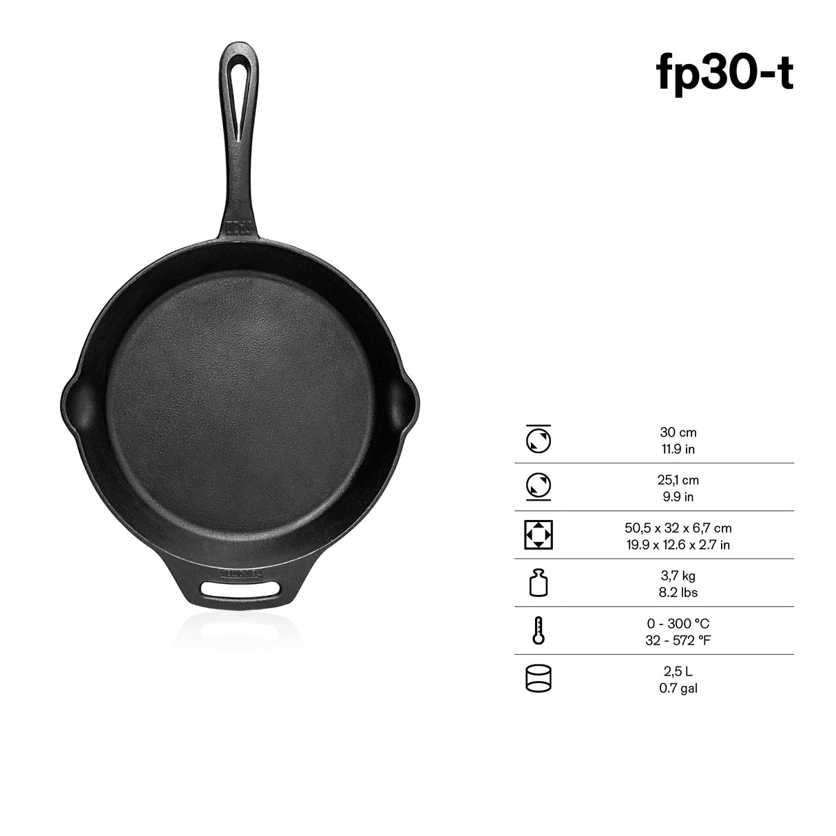Patelnia Żeliwna z rączką 20-40 cm