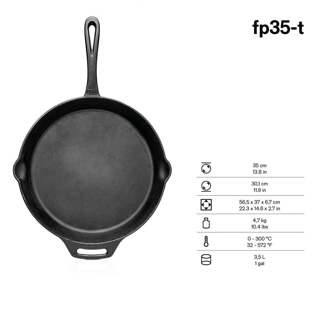 Patelnia Żeliwna z rączką 20-40 cm