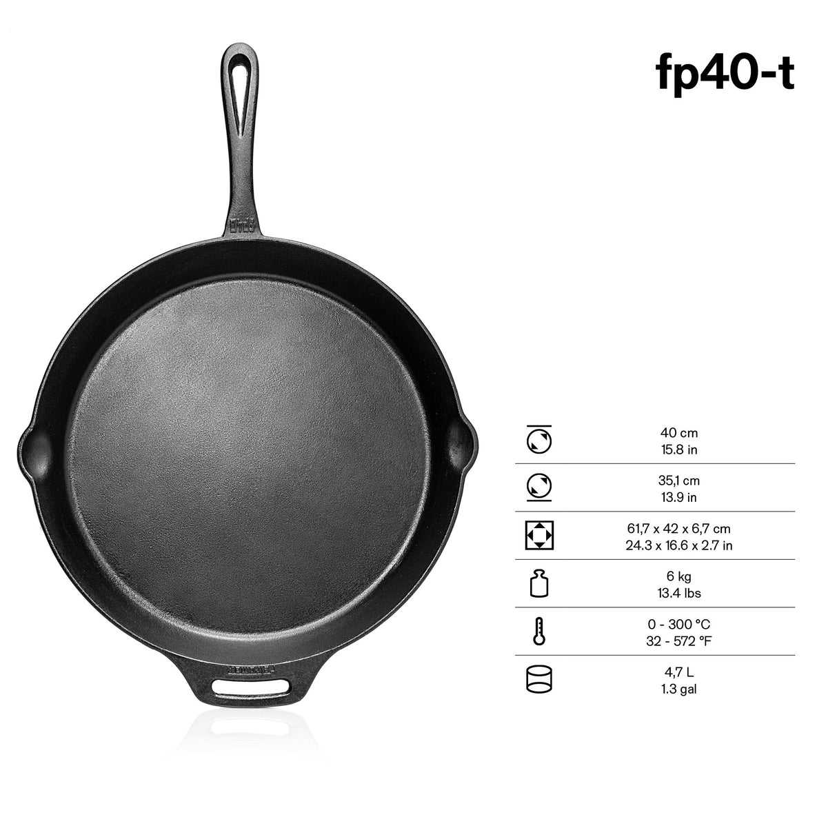 Patelnia Żeliwna z rączką 20-40 cm
