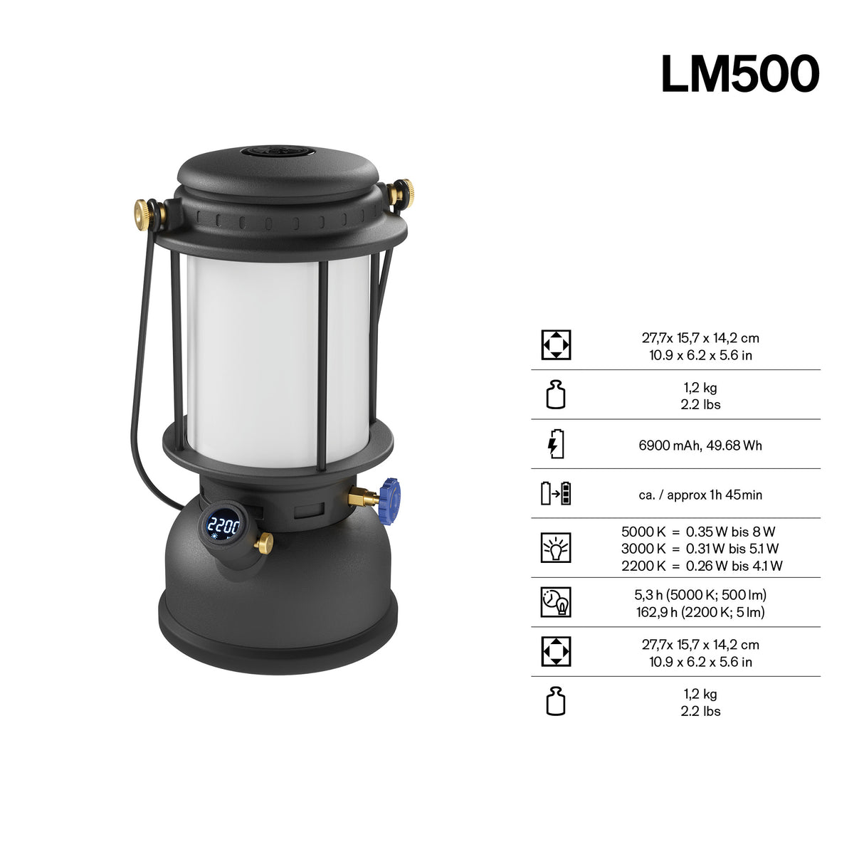 LM500 LED lanterne - Noir