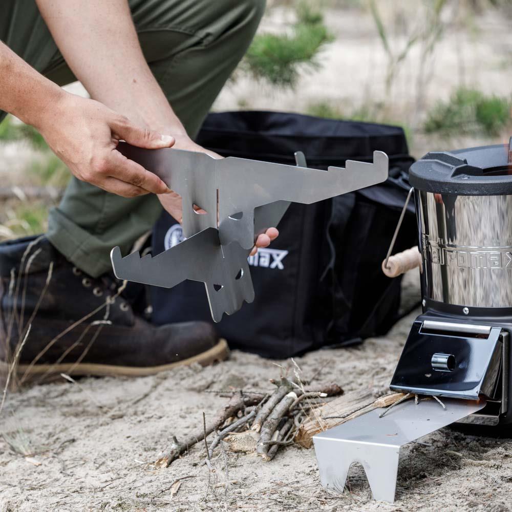 Rocket stove grill plate