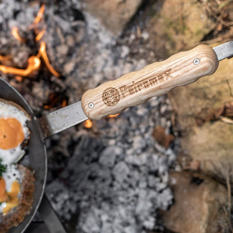 Wooden handle wrought iron pans