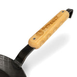 Wooden handle wrought iron pans