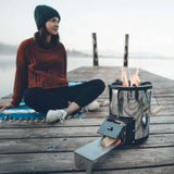 Rocket stove & wrought iron pan 24cm