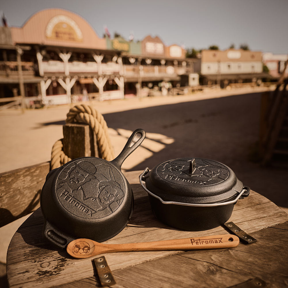 Set padella in ghisa + Dutch Oven + cucchiaio di legno - Edizione Bud Spencer & Terence Hill